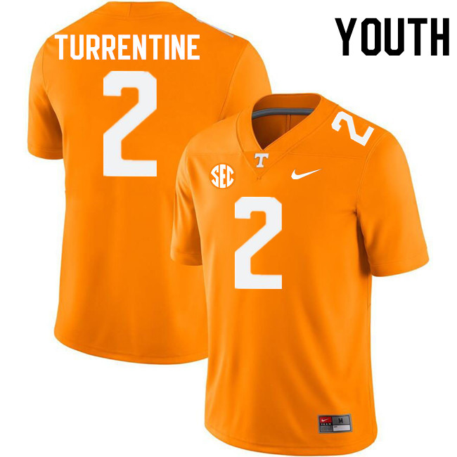 Youth #2 Andre Turrentine Tennessee Volunteers College Football Jerseys Stitched-Orange